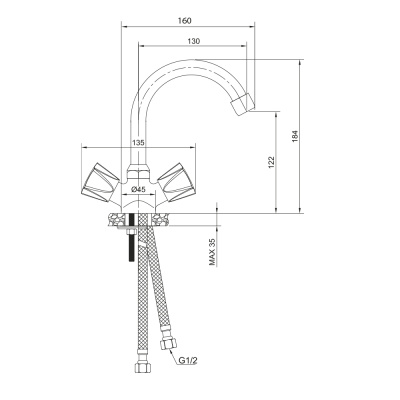 Смеситель OLIVE'S для раковины CATALONA (23110CT) фото в интернет-магазине Русалия