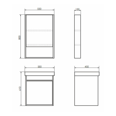 Зеркало-шкаф Comforty Вена-55 дуб дымчатый фото в интернет-магазине Русалия
