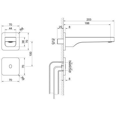 Смеситель Timo для раковины встроенный, сенсорный хром Torne (4373/00SM) фото в интернет-магазине Русалия