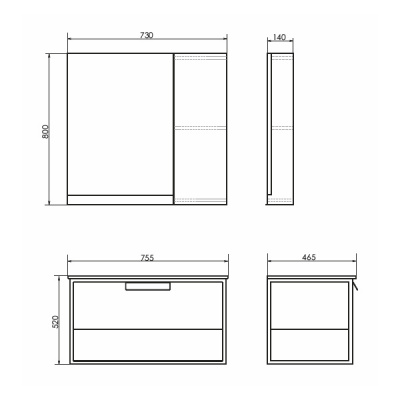Зеркало-шкаф Comforty Бонн 75 графит/дуб дымчатый фото в интернет-магазине Русалия