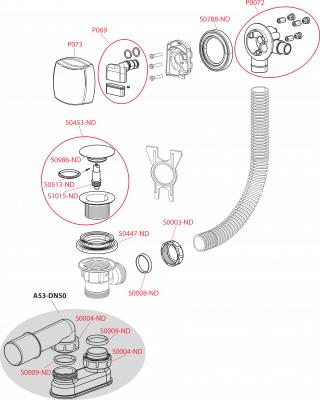Слив-перелив автоматический с наполнением для ванны A508KM Alcaplast фото в интернет-магазине Русалия