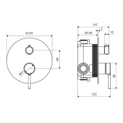 Смеситель для душа скрытого монтажа EXCELLENT Pi AREX.1245BL (черный мат) фото в интернет-магазине Русалия