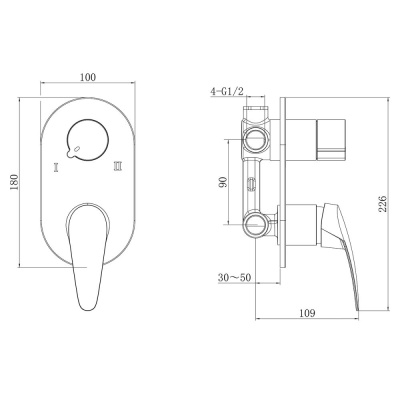 Смеситель Lemark Linara для ванны и душа встраиваемый (LM0427C) фото в интернет-магазине Русалия