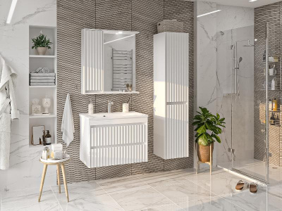 Зеркальный шкаф Balaton 75 левый (белый) BAL-04075-01-Л Brevita фото в интернет-магазине Русалия