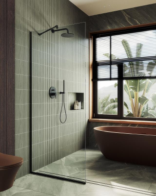 Душевая перегородка в узком  профиле 1950*690 Стекло 8 мм Бесцветное MGD-701-6у Maybah Glass фото в интернет-магазине Русалия