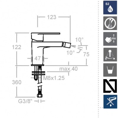 Смеситель для биде однорычажный ALEXIA 3603OC золото брашированное Ramon Soler фото в интернет-магазине Русалия