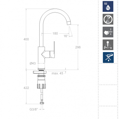 Смеситель высокий для кухни однорычажный ALEXIA 360602 Ramon Soler фото в интернет-магазине Русалия