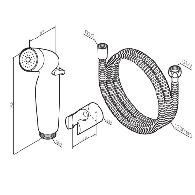 F0202032 Гигиеническая лейка со шлангом и держателем, хром, шт. фото в интернет-магазине Русалия