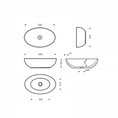 Раковина накладная овальная Ringo 53 RNGSLWB01 Sanita Luxe фото в интернет-магазине Русалия