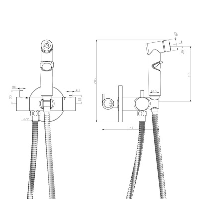 Смеситель Rossinka X термостатический с гигиеническим душем, встраиваемый (X25-58) фото в интернет-магазине Русалия