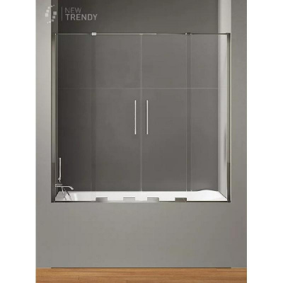 Шторка для ванны NEW TRENDY SMART 170x150 EXK-4107 (хром) фото в интернет-магазине Русалия