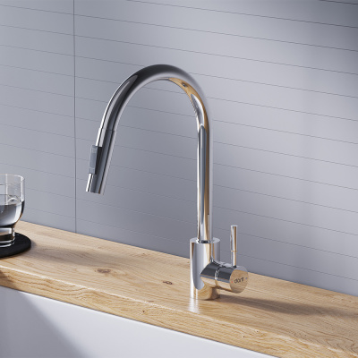 D3007500 Logic кухонный смеситель вытягивающимся изливом Logic, хром фото в интернет-магазине Русалия