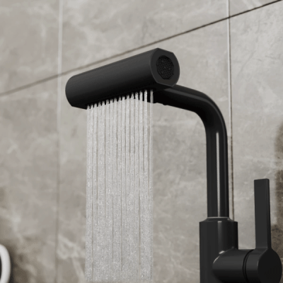 Смеситель для кухни с поворотной лейкой RUSH Tinos (TI3732-17Black) фото в интернет-магазине Русалия