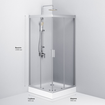W90G-403-090MT Gem душ.ограждение 90х90 квадрат,стекло прозрачное,профиль мат. серебро, без поддона Am.Pm фото в интернет-магазине Русалия