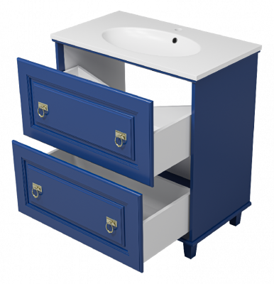 Тумба Версаль 80 (синяя) с раковиной Эстет Вегас 80 Misty фото в интернет-магазине Русалия