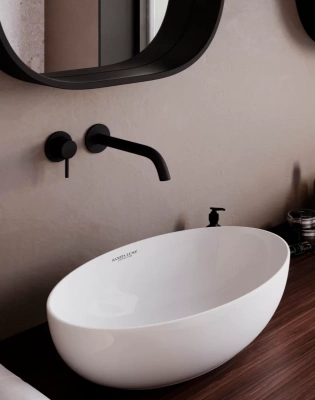 Раковина накладная овальная Ringo Slim 53 RNGSLWB01S Sanita Luxe фото в интернет-магазине Русалия