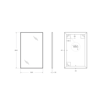 Зеркало в алюминиевой раме SPC-AL-500-800, 500x20x800 BelBagno фото в интернет-магазине Русалия