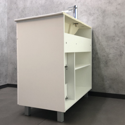 COMFORTY. Тумба-умывальник "Модена М-90" белая матовая  с раковиной Quadro 90 фото в интернет-магазине Русалия