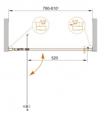Распашная дверь для душа 80 ECO-O-BA-1-80-C-Cr Cezares фото в интернет-магазине Русалия