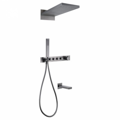 Душевая система ABBER Rund AF8753NG скрытого монтажа с изливом, термостат, никель фото в интернет-магазине Русалия