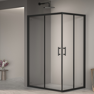 Душевой уголок прямоугольный 80х100 PA-146B черный профиль RGW фото в интернет-магазине Русалия