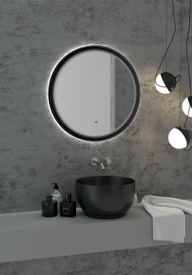 Зеркало с подсветкой Planet Black d700 бесконтактный овальный сенсор ЗЛП1188 Continent фото в интернет-магазине Русалия