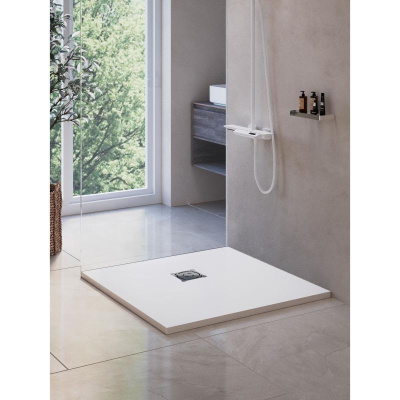 Каменный душевой поддон квадратный RGW ST-W Белый  900x900 фото в интернет-магазине Русалия