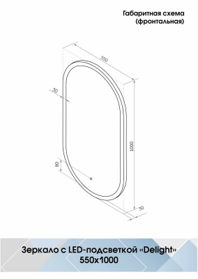 Зеркало с подсветкой Delight 550х1000 ЗЛП458 Continent фото в интернет-магазине Русалия