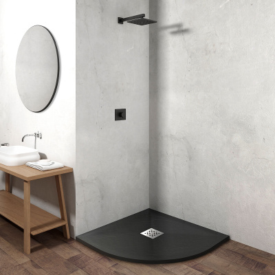 Поддон для душа из искусственного камня VST-4SQ1010A, 1000*1000*25, антрацит Vincea фото в интернет-магазине Русалия