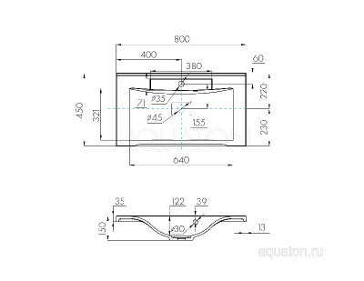 Раковина AQUATON Премьер М 80 белая 1A70493KPR010 фото в интернет-магазине Русалия