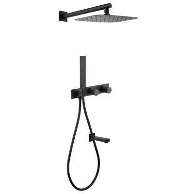 Душевая система ABBER Rund AF8717B скрытого монтажа с изливом, черная матовая фото в интернет-магазине Русалия