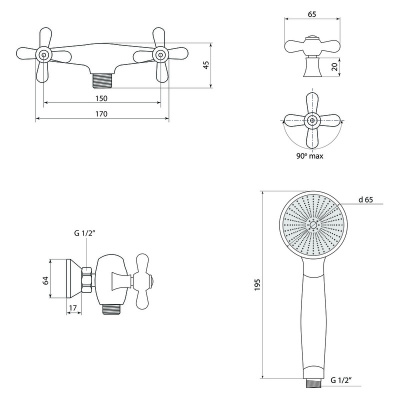 Смеситель Славен  для душа Прораб  О (СЛ-ДВ-О40) фото в интернет-магазине Русалия