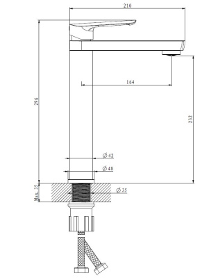 Смеситель ESKO "Lagos Black" для раковины, высокий (LG25B) фото в интернет-магазине Русалия