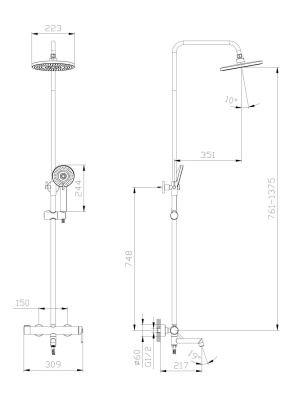 Тропическая душевая система RUSH  (ST4235-80) фото в интернет-магазине Русалия