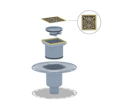 Душевой трап Bronze de Luxe 21975-5902, бронза фото в интернет-магазине Русалия