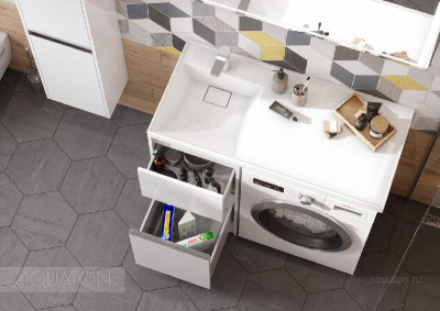 Раковина AQUATON Лондри 1050 белая левая 1A72833KLH01L фото в интернет-магазине Русалия