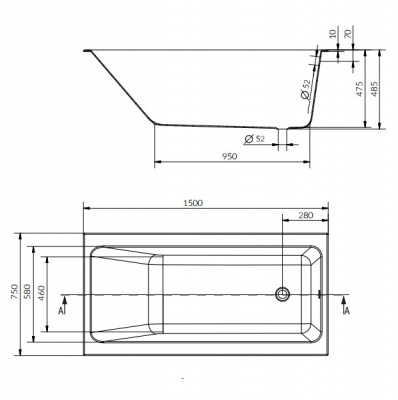 Ванна акриловая Crea 150х75 WP-CREA*150 Cersanit фото в интернет-магазине Русалия