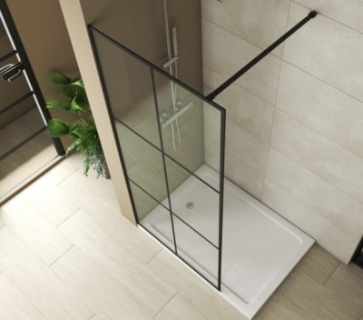 Душевая перегородка Blackline 90 BG090.5413B черный профиль Bravat фото в интернет-магазине Русалия