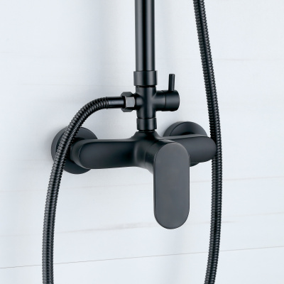 BOND B01-8188 Душевая система черная с тропическим душем и смесителем без излива фото в интернет-магазине Русалия