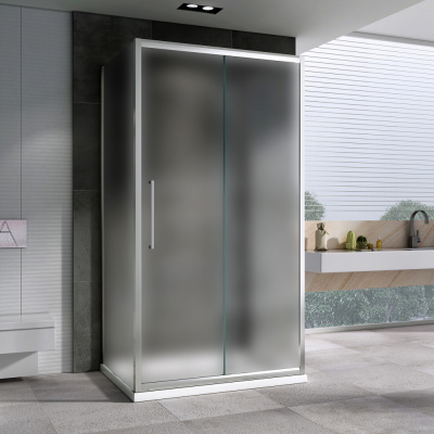 Душевой уголок ABBER Schwarzer Diamant AG30150MH-S85M-S85M 85х150 прямоугольный, профиль хром, матовое стекло фото в интернет-магазине Русалия