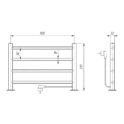 Электрический полотенцесушитель Полка 380х530 хром DMT-T4 38x53 EK R Domoterm фото в интернет-магазине Русалия