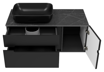 Тумба Роял 100 подвесная (черная) с раковиной Melana MLN-320316MB 50 (черная) Misty фото в интернет-магазине Русалия