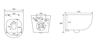 INFINITO RIMLESS TORNADO Безободковый подвесной унитаз EWC700-129B CHARUS фото в интернет-магазине Русалия