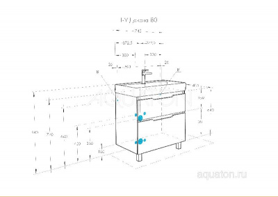 Тумба под раковину AQUATON Дакота 80 белая, выбеленное дерево 1A202901DAAY0 фото в интернет-магазине Русалия