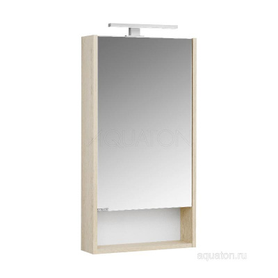 Зеркальный шкаф AQUATON Сканди 45 белый, дуб верона 1A252002SDB20 фото в интернет-магазине Русалия