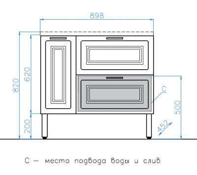 Тумба с раковиной Альба 90 подвесная ПРАВАЯ Style Line фото в интернет-магазине Русалия