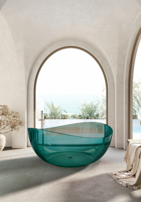 Прозрачная ванна ABBER Kristall AT9705Aquamarin бирюзовая 150х150х64,6 см фото в интернет-магазине Русалия