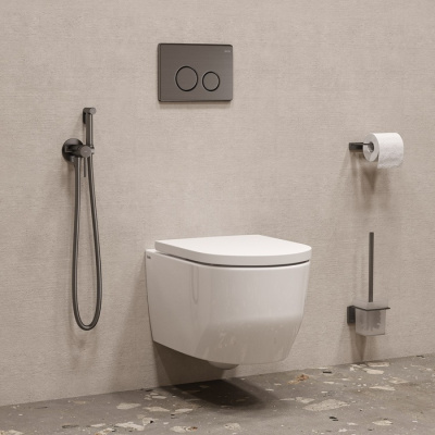 Встраиваемый смеситель с гигиеническим душем IDDIS Axes матовый графит (005GMR0i08) фото в интернет-магазине Русалия