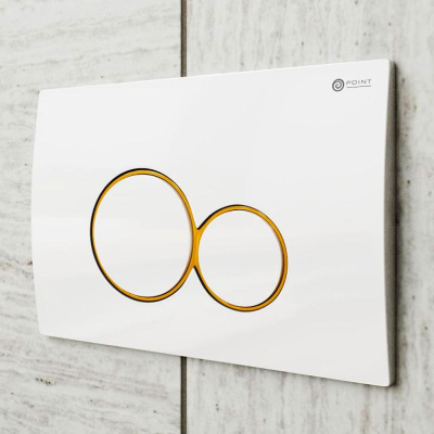 Клавиша смыва Виктория PN44061WG белая/золото Point фото в интернет-магазине Русалия