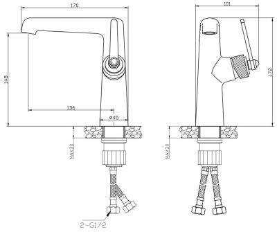 Смеситель ESKO "Bangkok Gun metal" для раковины (BG26MGM) фото в интернет-магазине Русалия